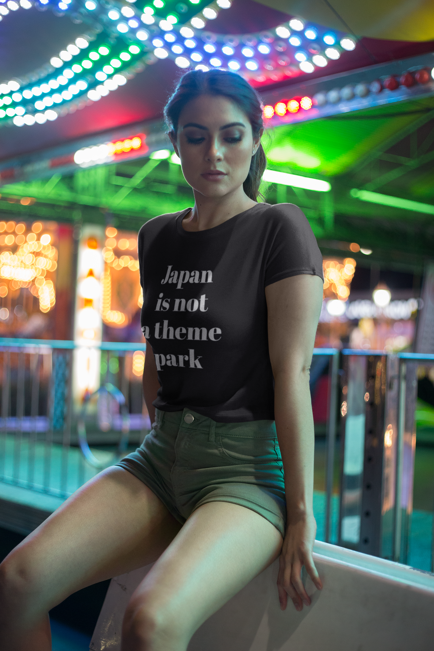"Japan is not a theme park" Unisex Crewneck T-shirt Black